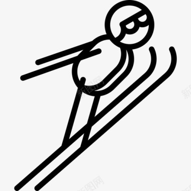 滑雪跳伞运动滑雪站线路工艺图标图标