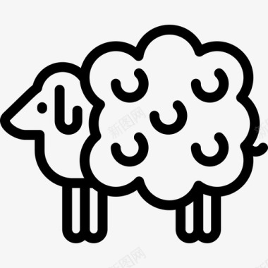 绵羊养殖线工艺线性图标图标