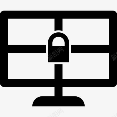 锁定计算机技术网络安全线图标图标