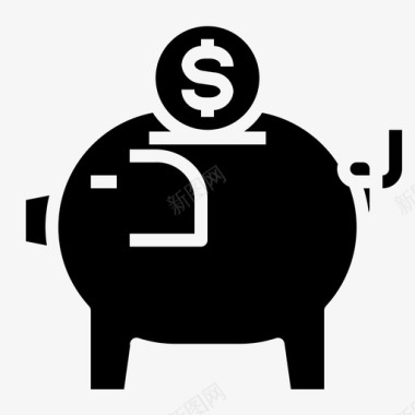 硬币小猪钱真的图标图标