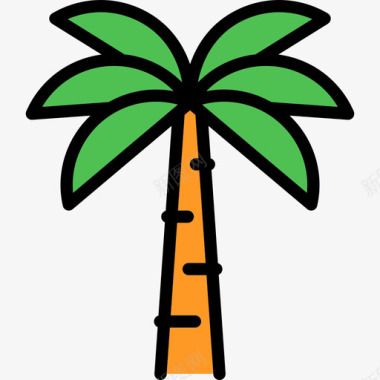 棕榈树线性古埃及元素线性颜色图标图标
