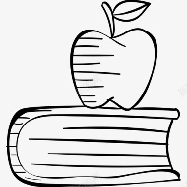 苹果和书学校手工制作黑色图标图标