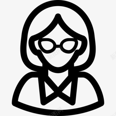 戴眼镜的女人头像包直系图标图标