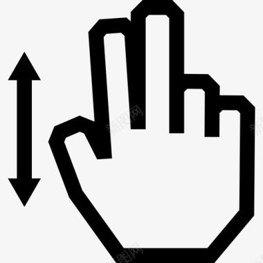 两个手指垂直滑动触摸手势轮廓图标图标