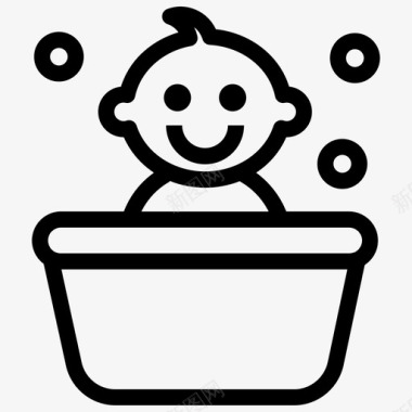 婴儿浴缸婴儿护理图标图标