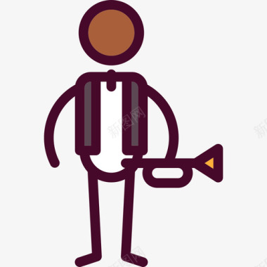 爵士乐线性音乐流派线性色彩图标图标