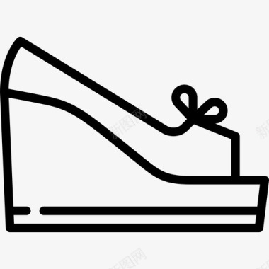 楔形鞋和船线工艺直线图标图标
