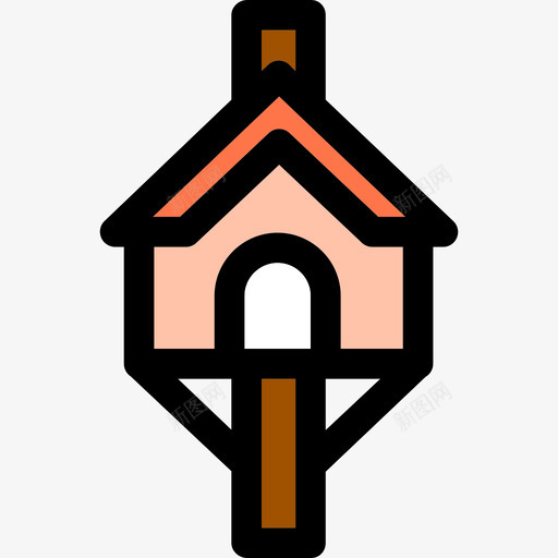 树屋建筑线性颜色的房屋类型图标svg_新图网 https://ixintu.com 卡通树屋 建筑 树屋 线性颜色的房屋类型