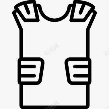 软垫衬衫运动型美式足球直线型图标图标