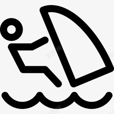 风筝冲浪夏季运动直线型图标图标