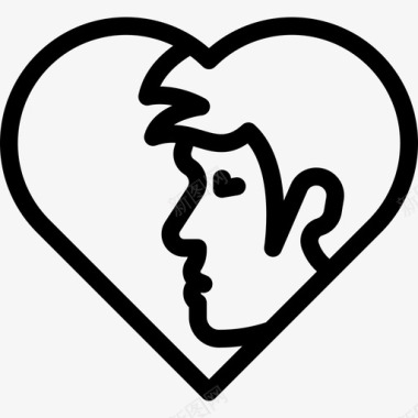 男人在一颗心里形影不离圣瓦伦丁节直线图标图标