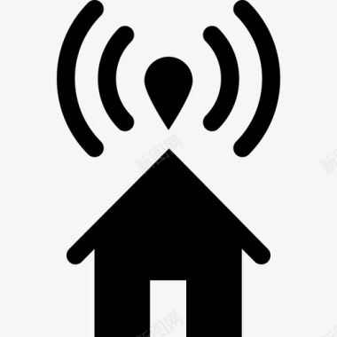 带Wifi楼宇无线网络的房屋图标图标