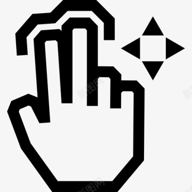 两个手指自由拖动触摸触摸手势轮廓图标图标