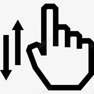 一个手指垂直滚动触摸手势轮廓图标图标