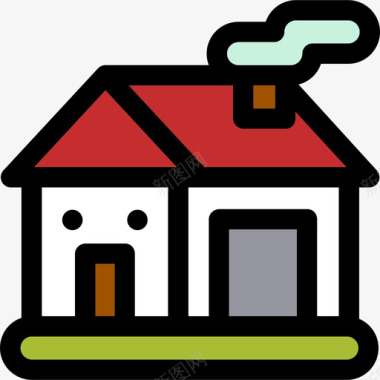 房屋建筑物线性颜色的房屋类型图标图标
