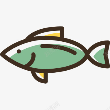 鱼食物线性颜色食物套装图标图标
