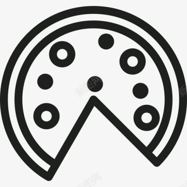 披萨面包店图标套装直纹图标