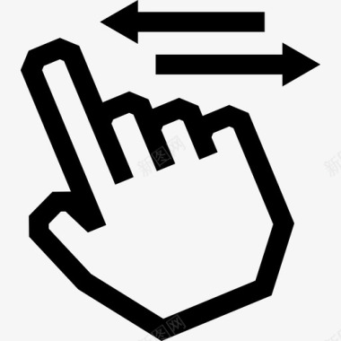 一个手指水平滚动触摸手势轮廓图标图标