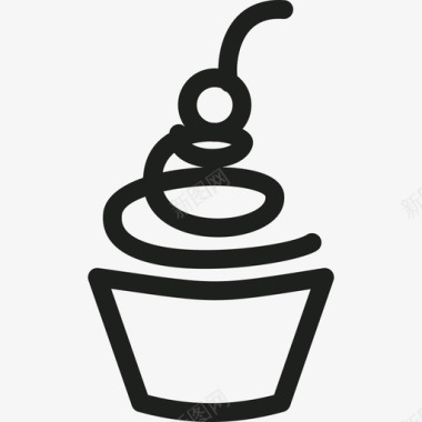 纸杯蛋糕面包店图标集线性图标
