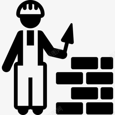 建筑工人建筑物职业图标图标