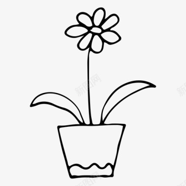 花盆室内植物自然图标图标