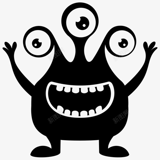 外星怪物卡通人物怪物生物图标svg_新图网 https://ixintu.com 三眼怪物 僵尸怪物 卡通人物 外星怪物 怪物生物 怪物角色雕文图标