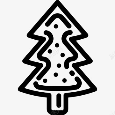 圣诞树形曲奇圣诞装饰品线状图标图标