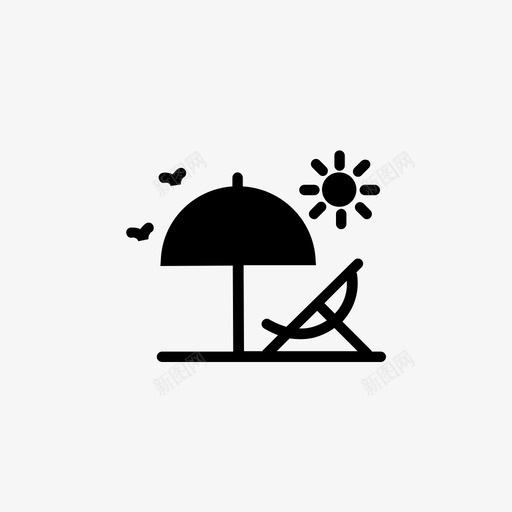 海滩度假休息图标svg_新图网 https://ixintu.com 休息 夏日度假 度假 暑假 海滩 雨伞