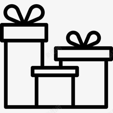礼品盒圣诞节和玩具直系图标图标