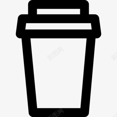 外卖咖啡酒吧玻璃杯和瓶子直线型图标图标