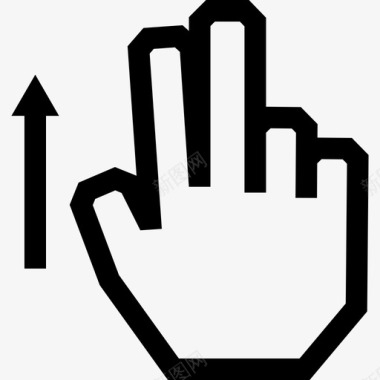 两个手指向上滑动触摸触摸手势轮廓图标图标