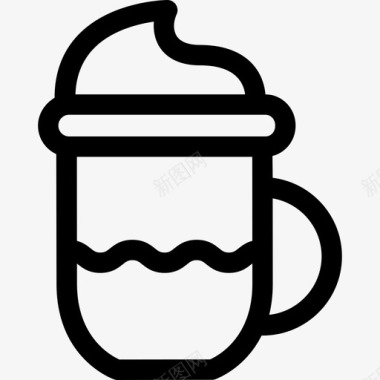 带泡沫的咖啡杯咖啡杯直线型图标图标