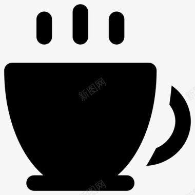 咖啡杯固体购物元素填充图标图标
