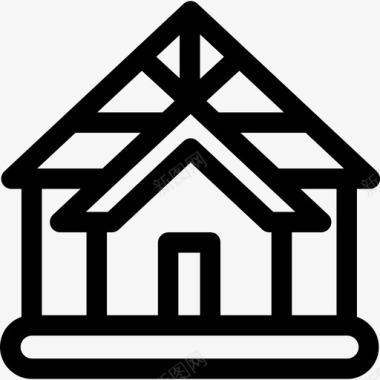 木屋房屋类型线性图标图标