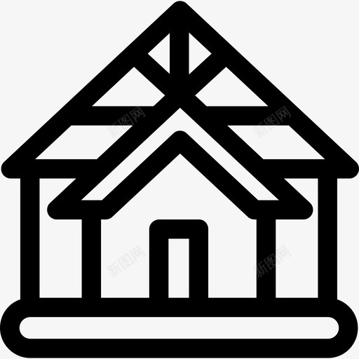 木屋房屋类型线性图标svg_新图网 https://ixintu.com 房屋类型 木屋 线性