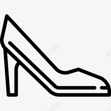 高跟鞋鞋和船线工艺直线图标图标