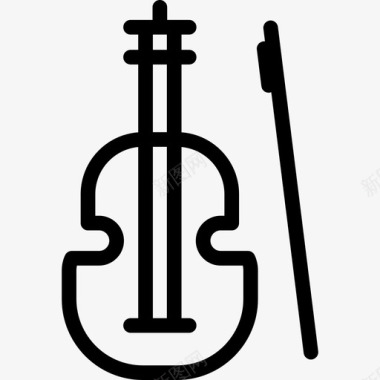 小提琴普通艺术线性图标图标