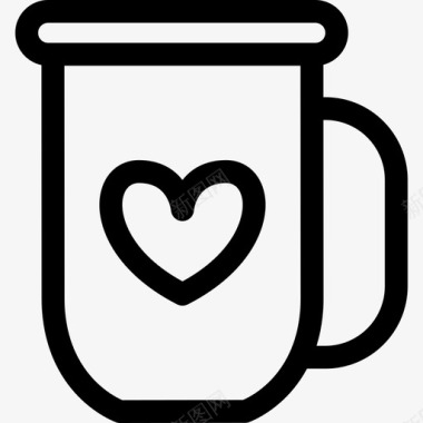 心形咖啡杯咖啡杯直线型图标图标