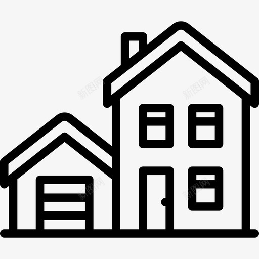 房屋家庭元素线性图标svg_新图网 https://ixintu.com 家庭元素 房屋 线性