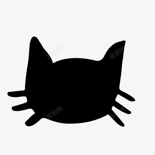 猫黑色毛刷图标svg_新图网 https://ixintu.com 刷子风格 可爱 毛刷 猫 轮廓 黑色