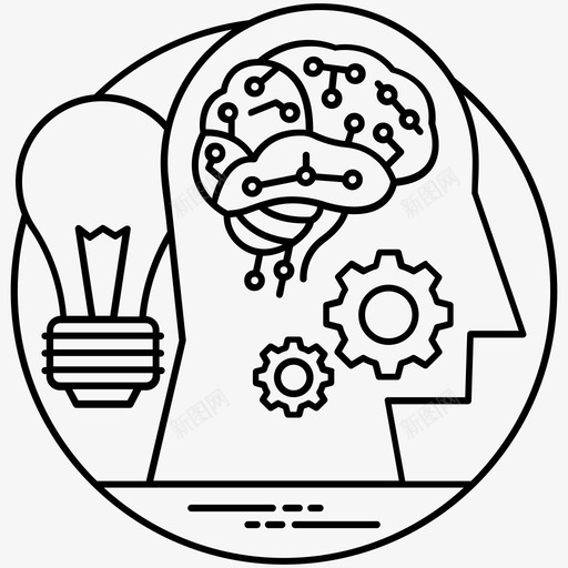 创造性思维人工智能头脑风暴图标svg_新图网 https://ixintu.com 人工智能 创造性思维 头脑风暴 思维过程 科技路线图标