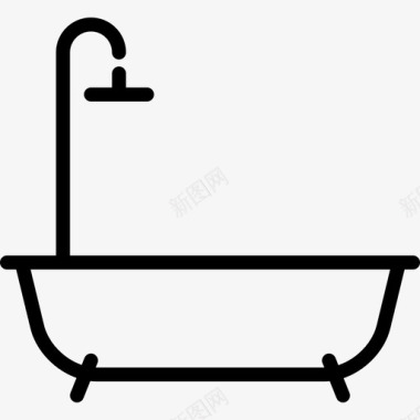 浴缸线性详细旅行元素线性图标图标