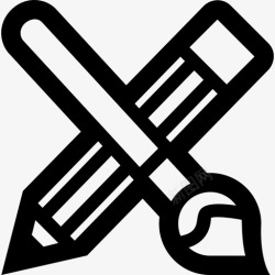 油漆刷轮廓油漆刷石墨铅笔图标高清图片