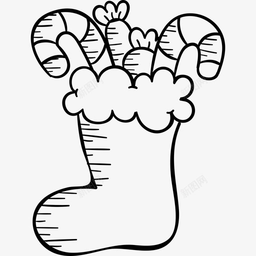 圣诞手绘袜子黑色图标svg_新图网 https://ixintu.com 圣诞手绘袜子 黑色