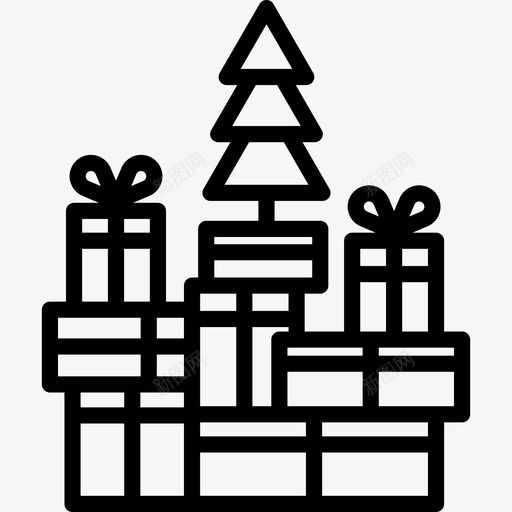 圣诞树下的礼物圣诞和玩具直系的图标svg_新图网 https://ixintu.com 圣诞和玩具 圣诞树下的礼物 直系的