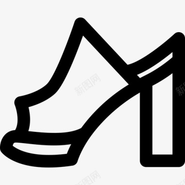 高跟鞋时尚线性鞋图标图标