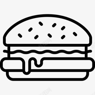 汉堡包烹饪线工艺线性图标图标