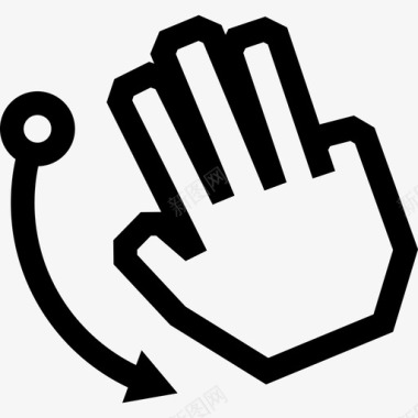 三个手指弹下来触摸触摸手势轮廓图标图标