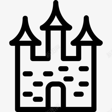 城堡大都市万圣节线性图标图标