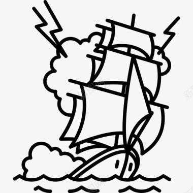 船运输古董纹身图标图标